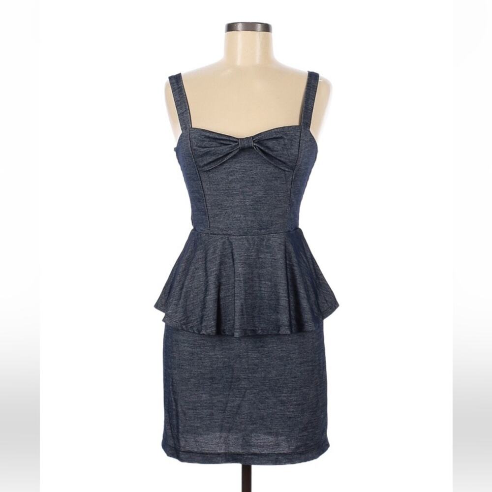 Monteau denim peplum bodycon‎ sheath dress, size m